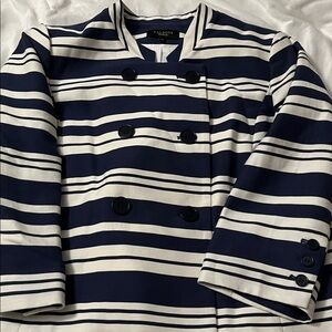 Talbots Navy and White Striped Blazer